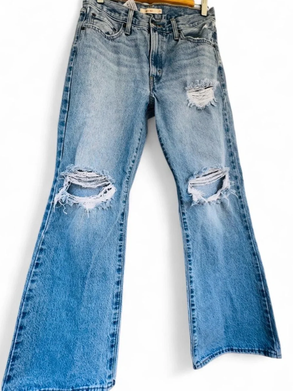 Levi’s Baggy Boot Jeans Distressed Light‎ Wash Y2K Skater Wide Leg 27 relaxed